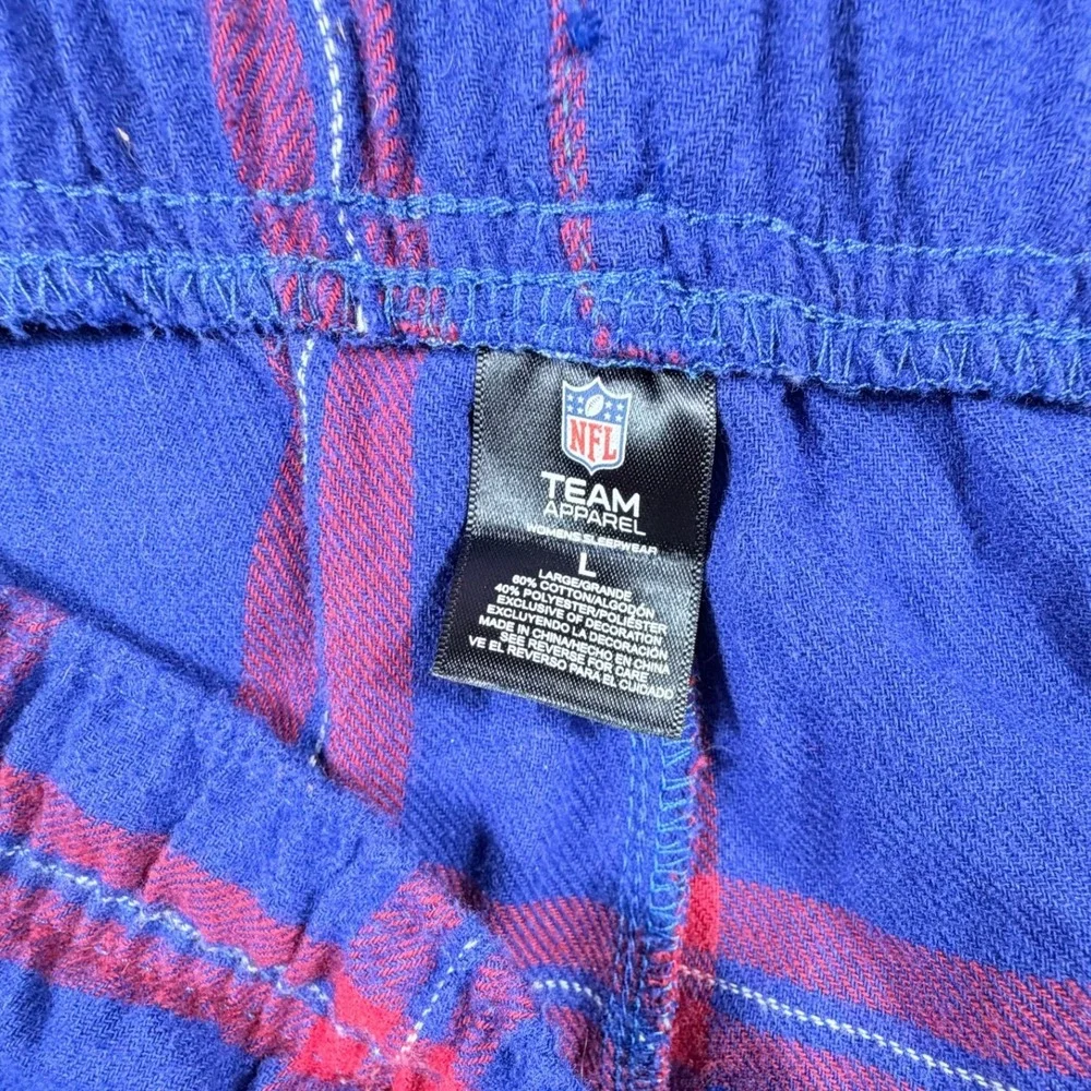 NFL New York Giants Football Men Blue Red Plaid Pajama Lounge Pant Large NY Logo